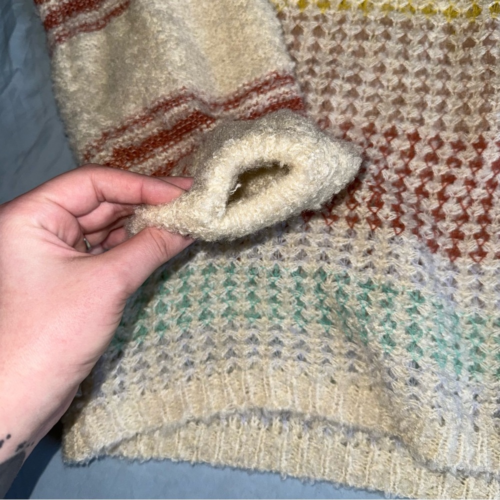ADORA Cream Multicolor Striped V-Neck Sweater - Picture 5 of 5